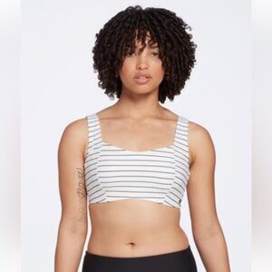 Calia Power Sculpt White and Black Striped Bikini Top 3x